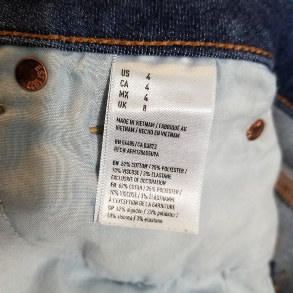 American Eagle Outfitters Hi-Rise Mini Skirt Blue Zipper Sides Frayed Hem Size 4 - Picture 12 of 16